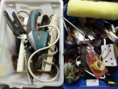 Box of Garden Tools, Extension Leads, and a Box of