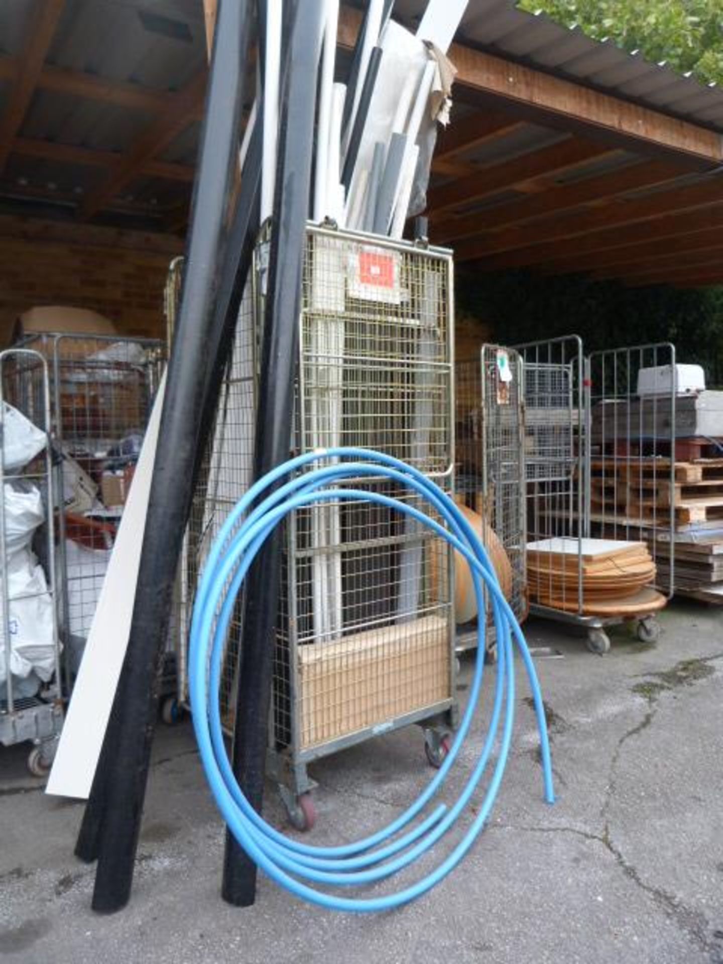 Cage of Assorted Plastic Guttering and Pipe