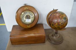 Barometer, Wooden Box and a Globe