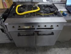 *gas 6 burner stove on castors 2 door 900w x 780d x 900h