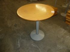 *round wooden topped tables x 5 700diam x 760h