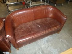 *sofa and 2 tub chairs in tan leather with a lovely patina
