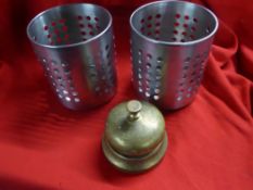 *S/S cutlery/condiment holders x 7 with service bell