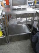*S/S prep bench with up stand and under shelf 750w x 650d x 950h