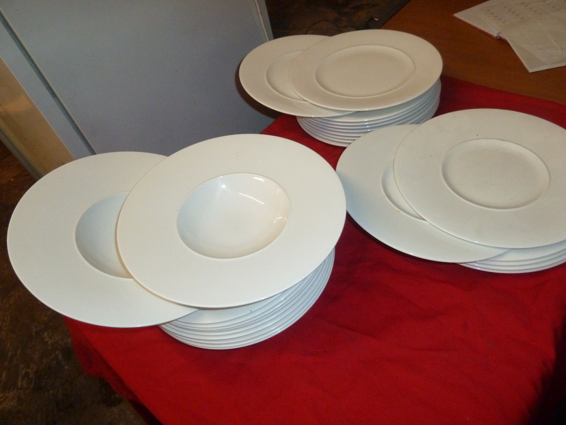 *white crockery - bowls and plates. approx. 27 items - nice presentation dish style