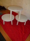 *small white wooden display stools x 3