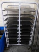 *double tray rack on castors with trays - 800w x 500d x 1500h