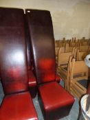 *Red faux leather statement chairs - long backed x 4