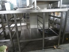 *S/S prep bench with up stand, racking and under shelf. 1000w x 800d x 900h
