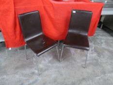 *café chairs brown faux leather with chrome frame x 4