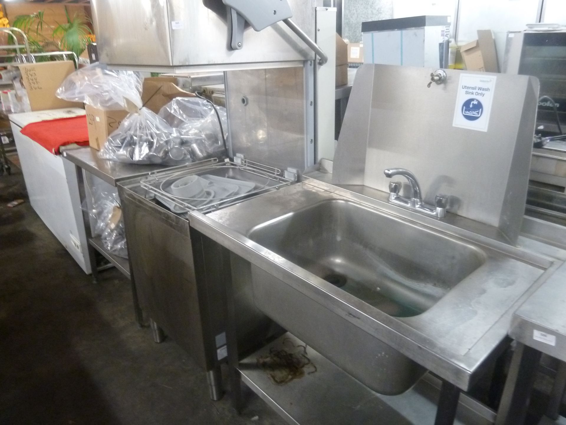 *Maidaid D2021 pass-through dishwasher with one feed table to left with sink, taps and under - Image 3 of 3