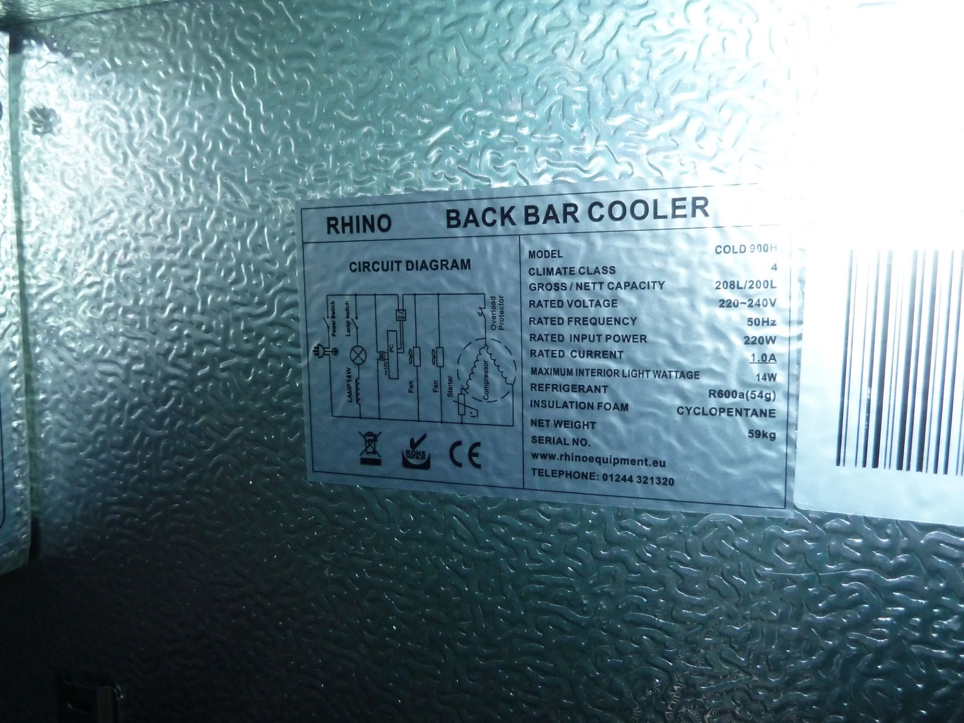 *Rhino double door bottle chiller - model Cold900H 900w x 500d x 900h - Image 2 of 2