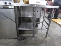 *S/S prep bench with storage rack, up stand and under shelf 900w x 660d x 920h