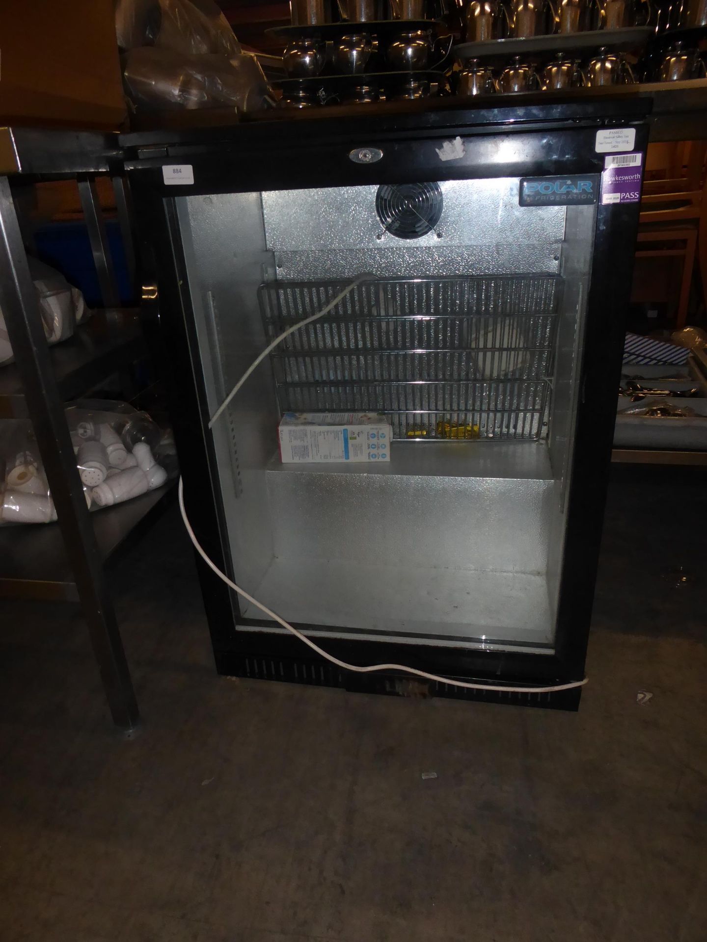 *Polar glass fronted fridge 600w x 500d x 850h