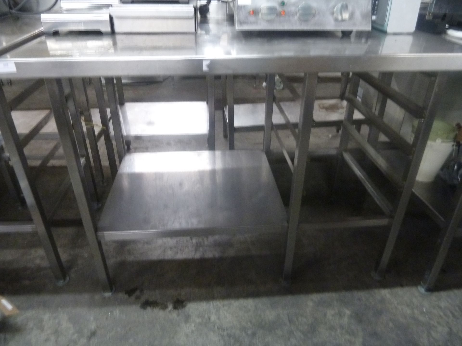 *S/S prep bench with up stand, racking and under shelf. 1200w x 700d x 880h - Image 2 of 2