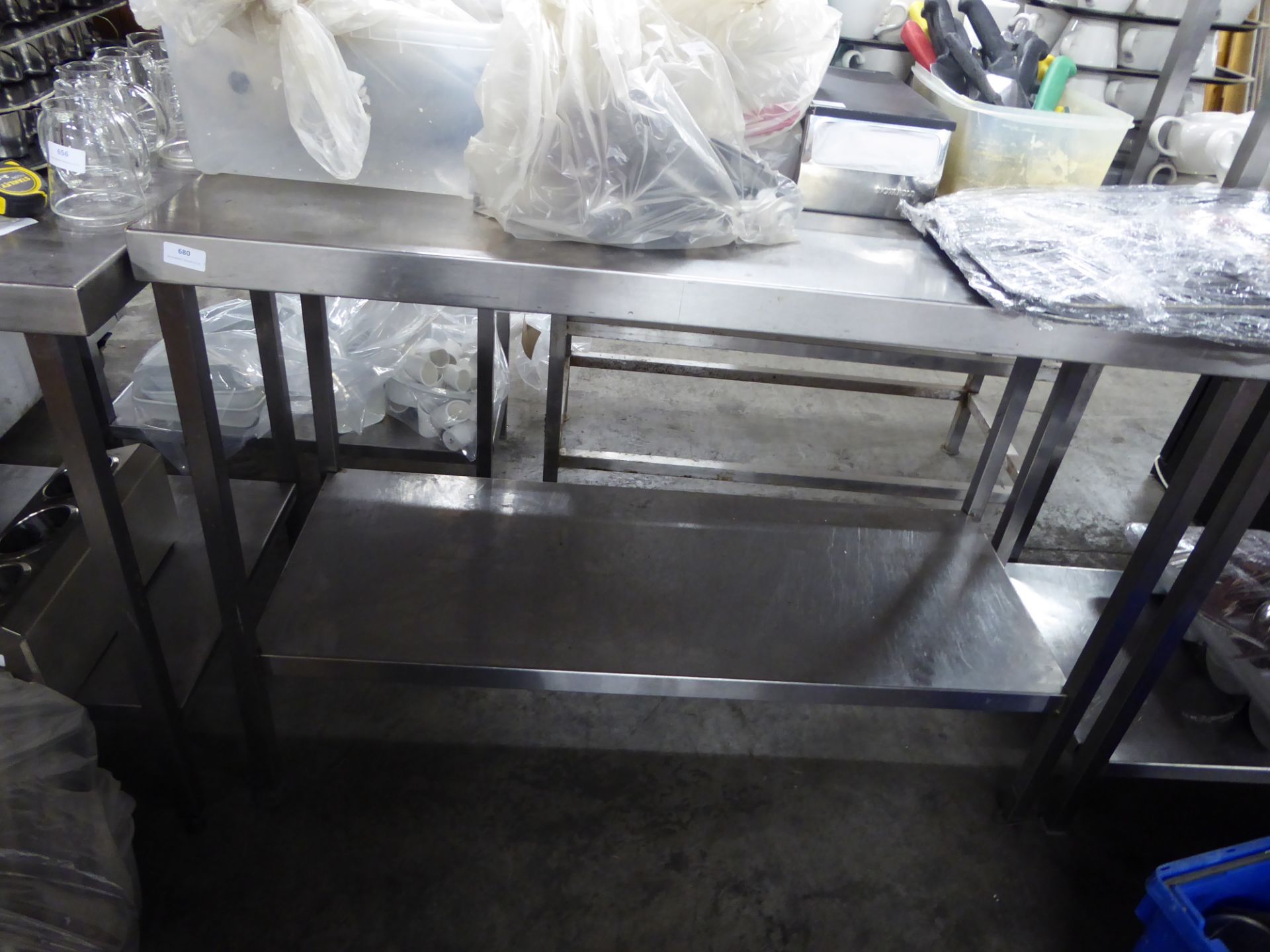 *S/S prep bench with up stand and under shelf 1190w x 600d x 920h