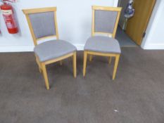 *grey upholstered beech effect dining chairs x 8