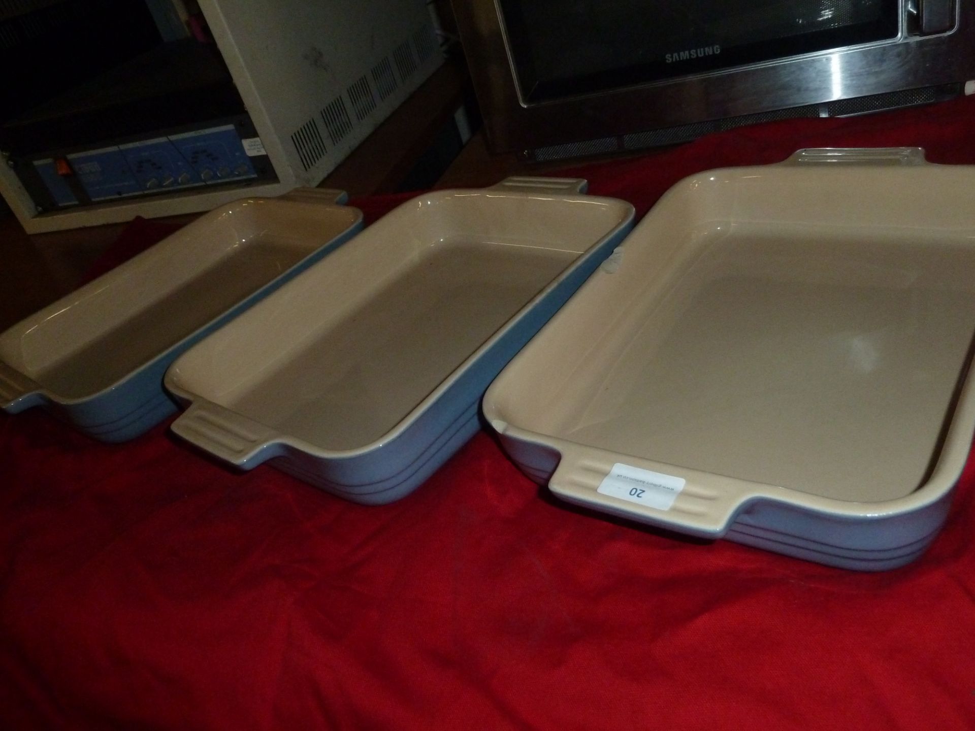 *blue stoneware dishes x 3