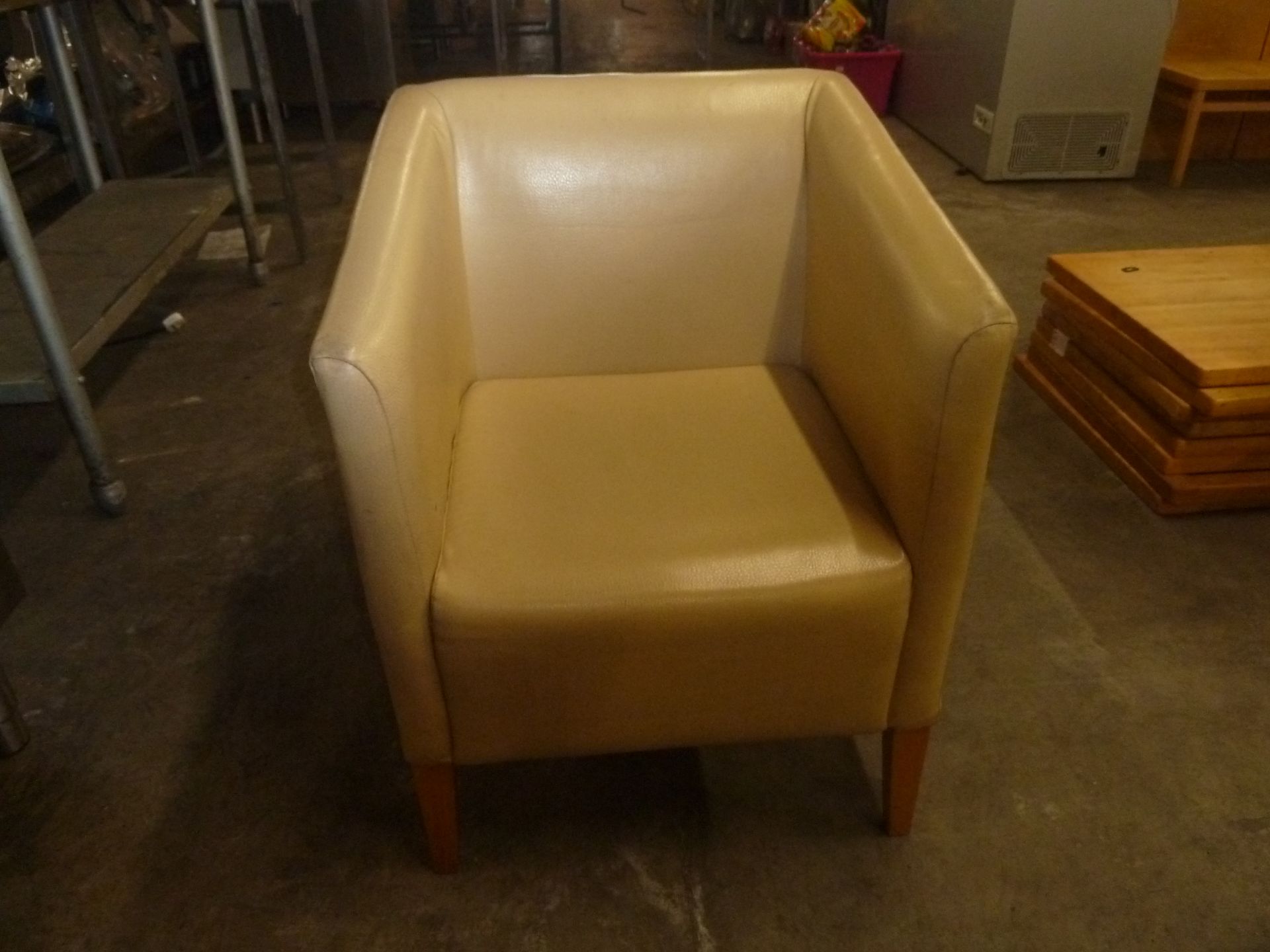 *cream faux leather tub chairs x 2 - Image 2 of 2