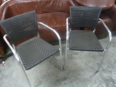 *chrome and black wicker chairs x 7