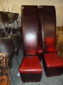 *Red faux leather statement chairs - long backed x 4