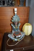 Indonesian Buddha Table Lamp with Shade