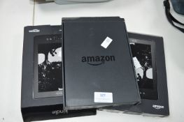 Three Amazon Kindle E-Readers (No Charging Cables)