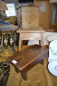 Two Vintage Wooden Stools and a Box