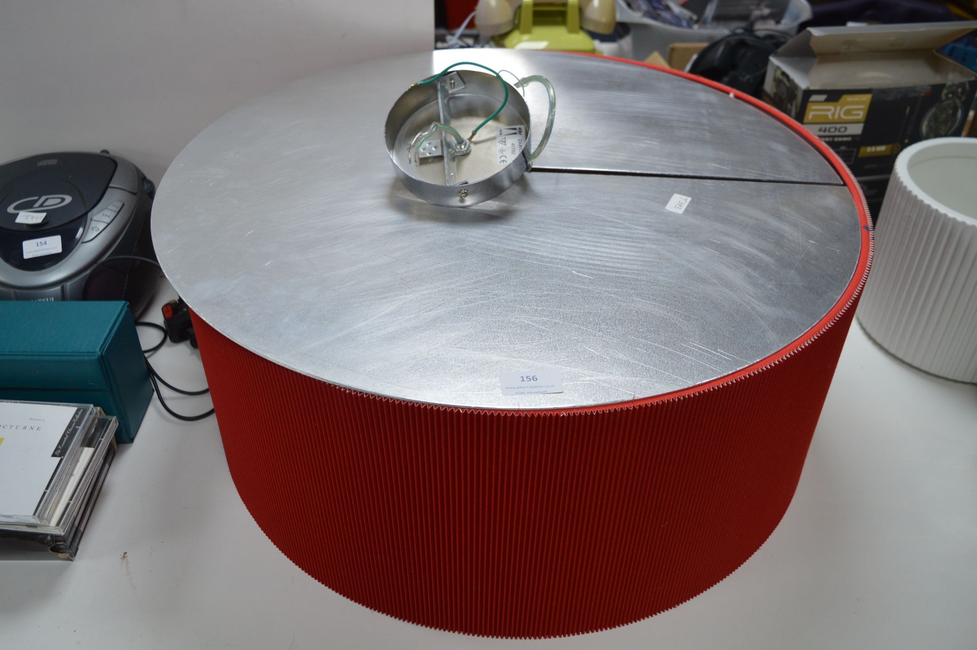 Large Red Ceiling Light Shade and Fitting