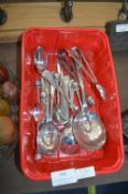 Silver Plated Cutlery; Spoons, Sugar Tongs, etc.