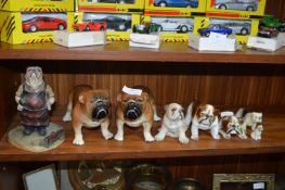 Eight Pottery Bulldog Figures