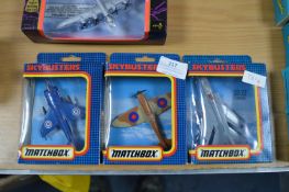 Three Matchbox Skybusters Diecast Model Planes