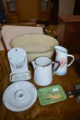 Vintage Enamelware; Bowls, Soap Dish, etc.