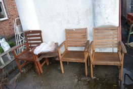 Three Garden Chairs and Side Table