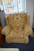 Large Pale Gold Upholstered Armchair