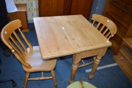 Pine Drop Leaf Kitchen Table with Two Chairs