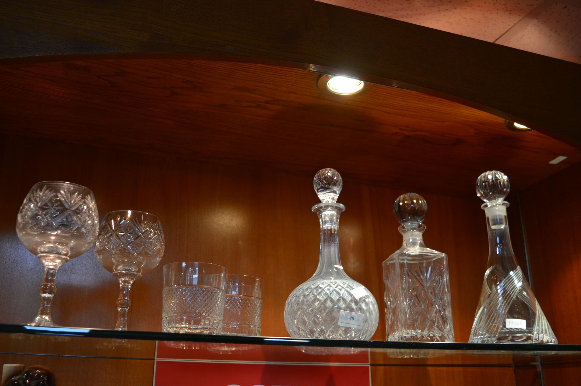 Three Cut Glass Crystal Decanters plus Tumblers an