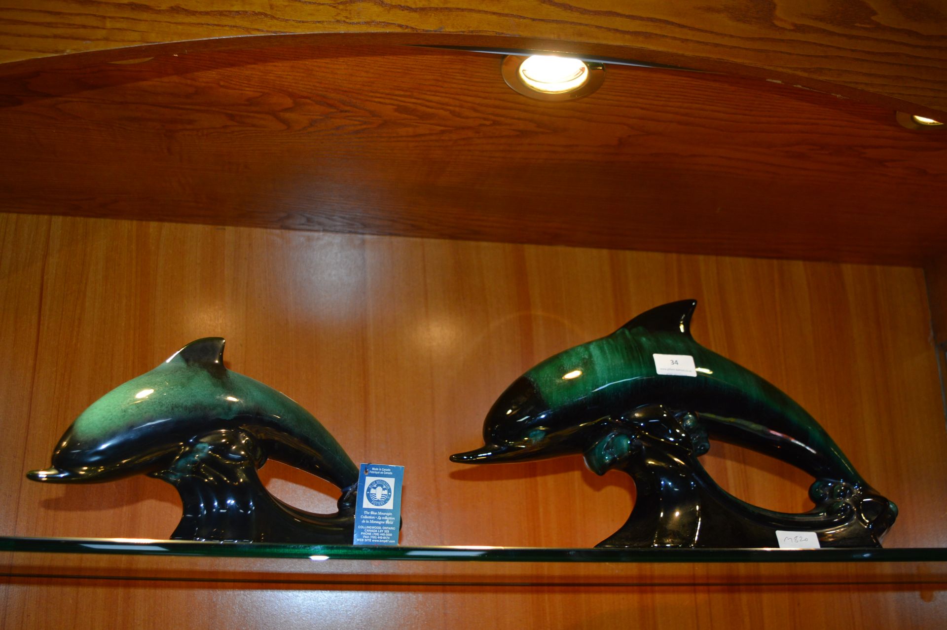 Two Blue Mountain Pottery Dolphins