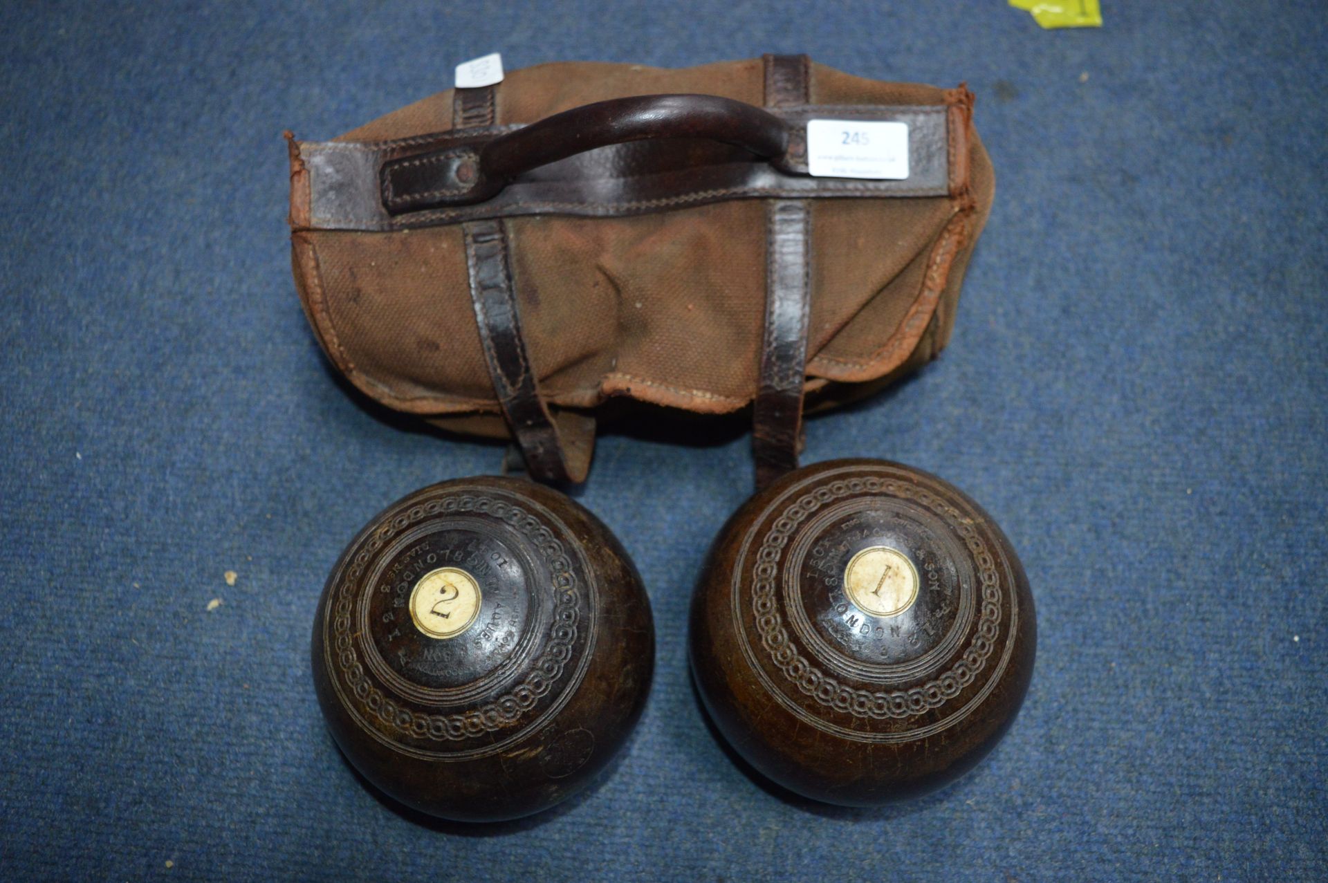 Pair of Bowling Woods in Original Canvas Case