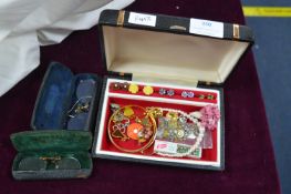 Jewellery Box and Contents of Costume Jewellery, V