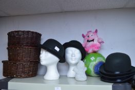 *Three Wicker Baskets, Two Display Heads, Five Bowler Hats, Football and a Soft Toy