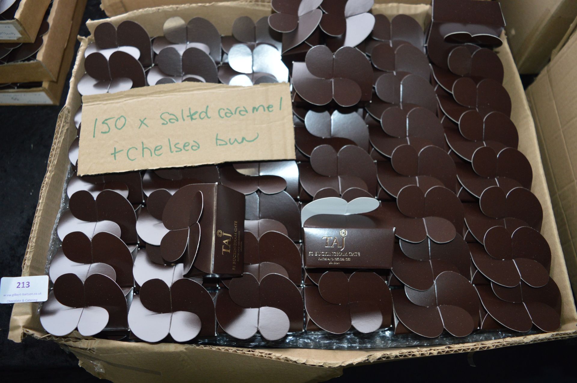 *150 Gift Boxes Containing Two Handmade Chocolates (Salted Caramel and Chelsea Bun)