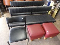 Two Leatherette Benches, Two Upholstered Stools, and a Chair