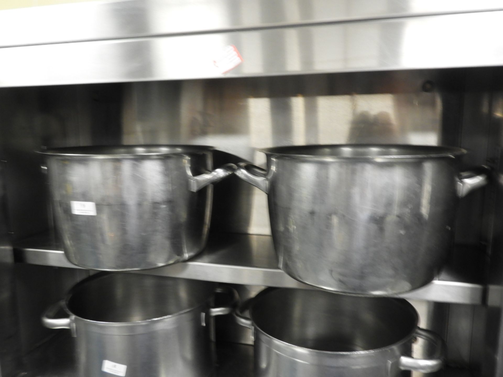 *Two Stainless Steel Twin Handled Pans with Lids 30cm Diameter