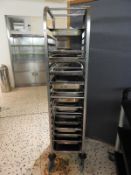 *Mobile Stainless Steel Gastronorm Trolley Containing Perforated and Other Dishes