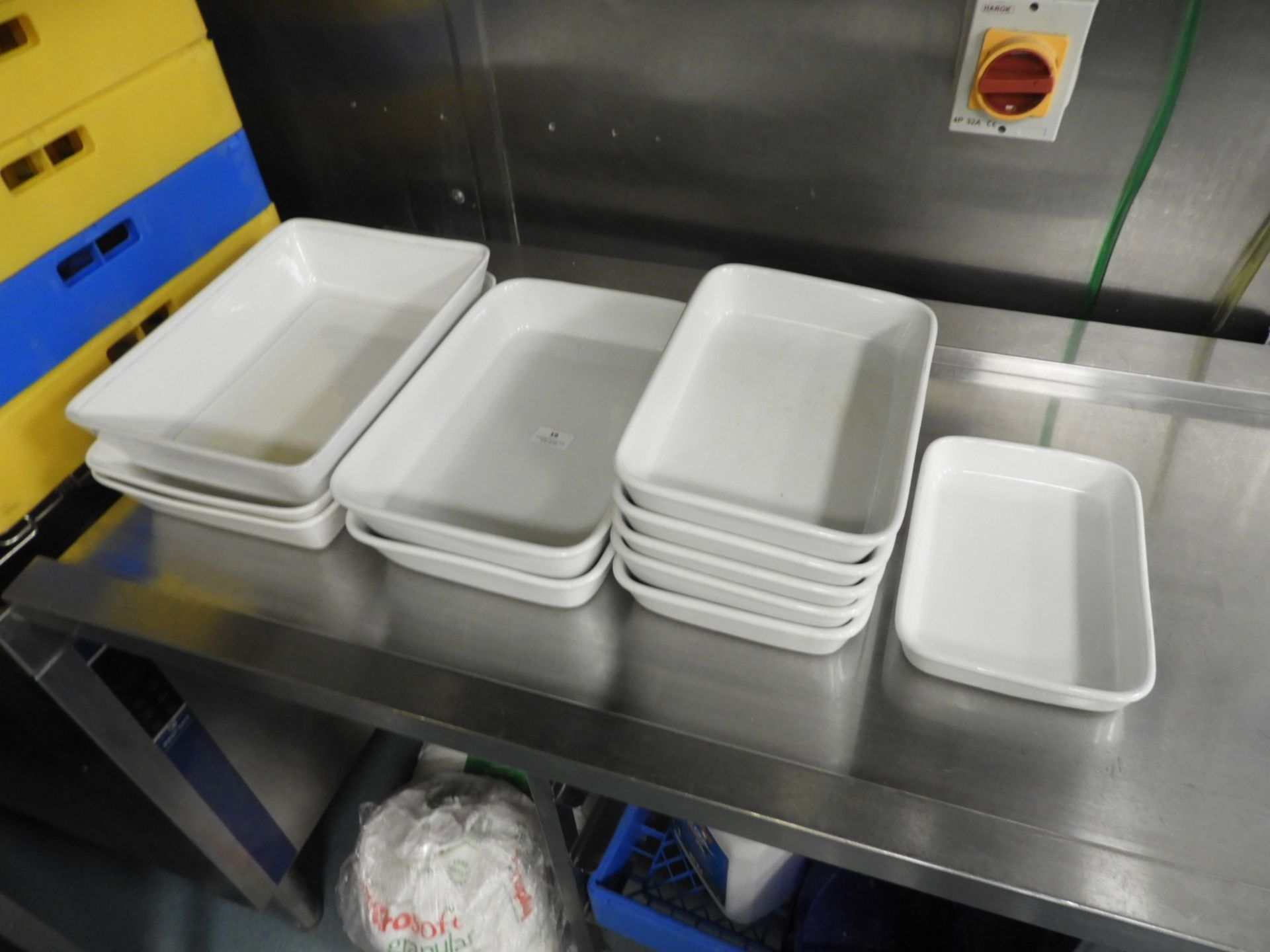 *Eleven Rectangular White Dishes