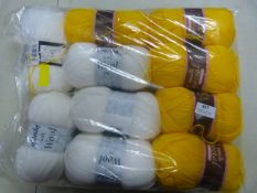 10 Balls of Orange & White Wool