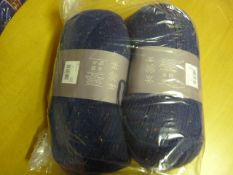 Two Large Rolls of Mixed Dark Blue Wool
