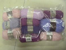 10 Balls of Purple/Pink Wool