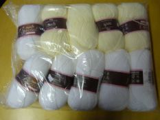 Ten Rolls of White/Pale Yellow Wool